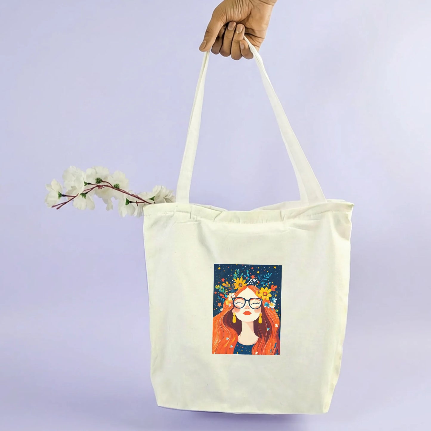 Canvas Tote Bag for Men & Women | 220 GSM Cotton, Premium Zipper, Coin Pouch (Girl)