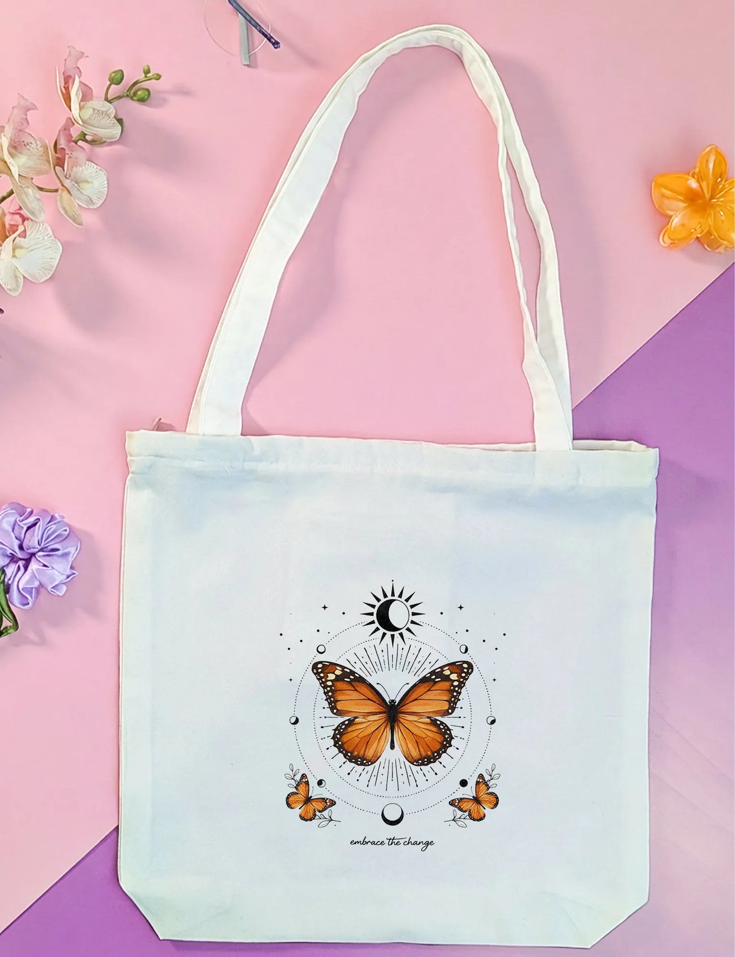 Canvas Tote Bag for Men & Women | 220 GSM Cotton, Premium Zipper, Coin Pouch| Embrace Change