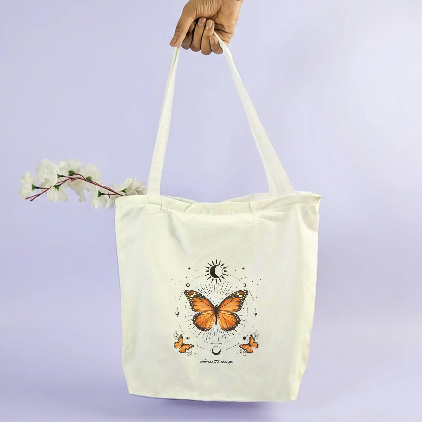 Canvas Tote Bag for Men & Women | 220 GSM Cotton, Premium Zipper, Coin Pouch| Embrace Change
