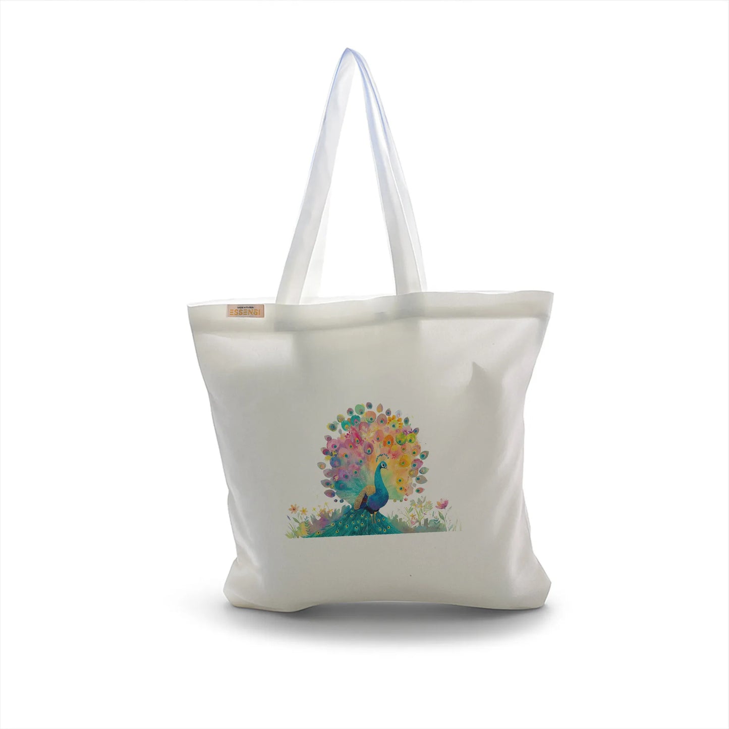 Canvas Tote Bag for Men & Women | 220 GSM Cotton, Premium Zipper, Coin Pouch| Peacock