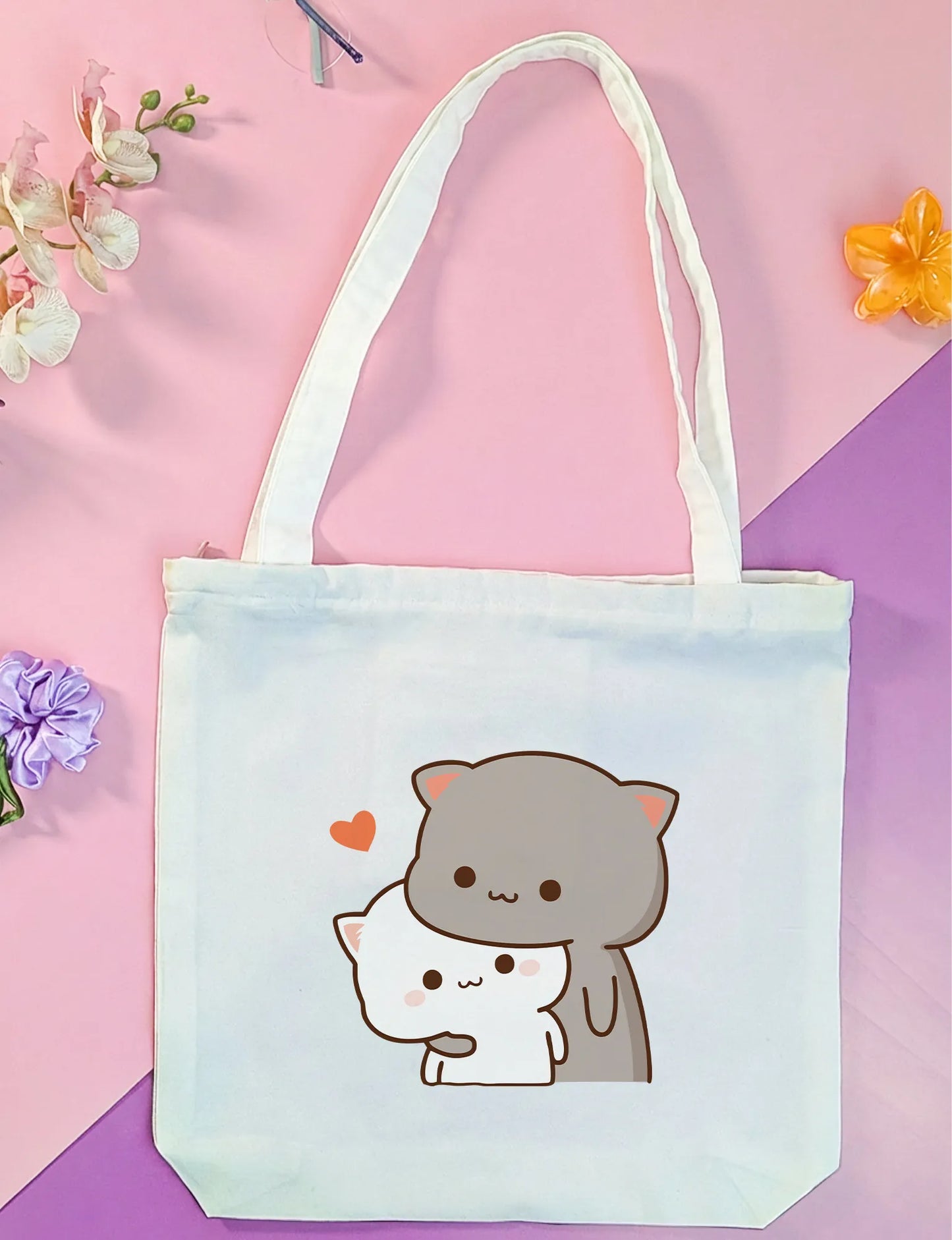 Canvas Tote Bag for Men & Women | 220 GSM Cotton, Premium Zipper, Coin Pouch| Kawaii