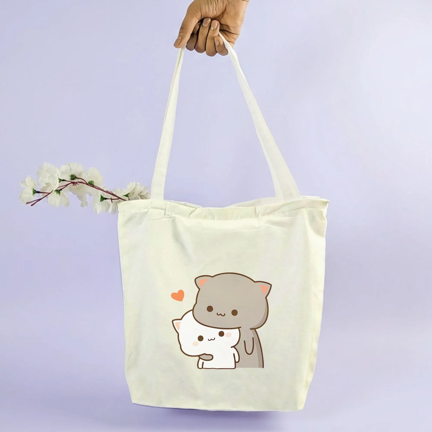 Canvas Tote Bag for Men & Women | 220 GSM Cotton, Premium Zipper, Coin Pouch| Kawaii
