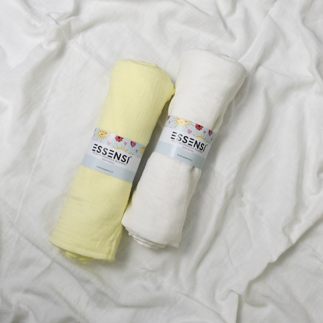 Muslin Swaddle Blankets for Babies | 2-Piece Large 100cm X 100cm | 100% Cotton