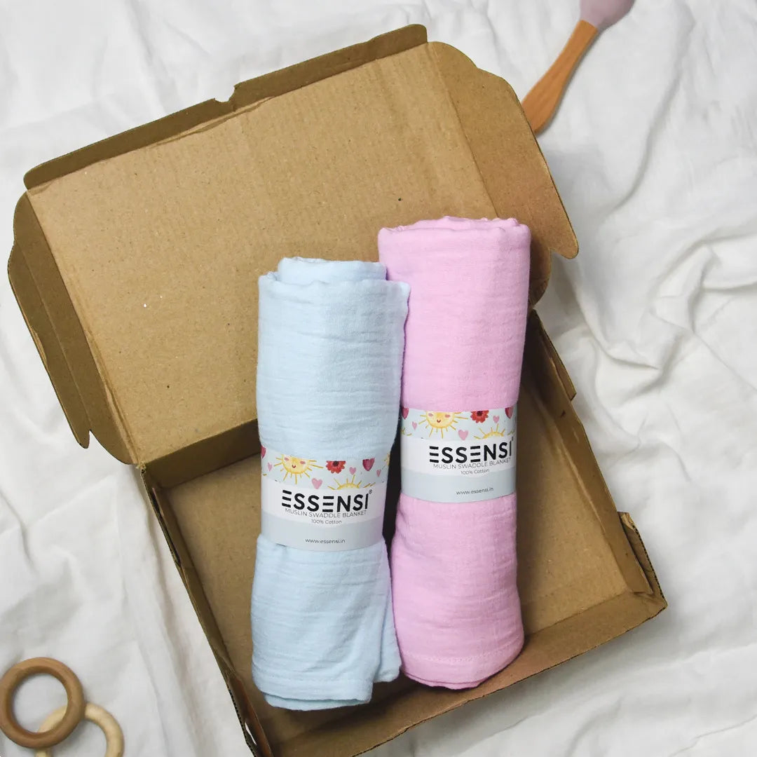 Muslin Swaddle Blankets for Babies | 2-Piece Large 100cm X 100cm | 100% Cotton