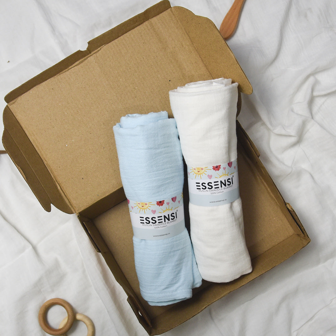 Muslin Swaddle Blankets for Babies | 2-Piece Large 100cm X 100cm | 100% Cotton