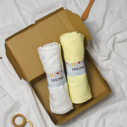 Muslin Swaddle Blankets for Babies | 2-Piece Large 100cm X 100cm | 100% Cotton