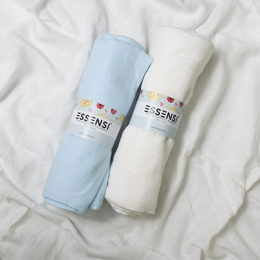 Muslin Swaddle Blankets for Babies | 2-Piece Large 100cm X 100cm | 100% Cotton
