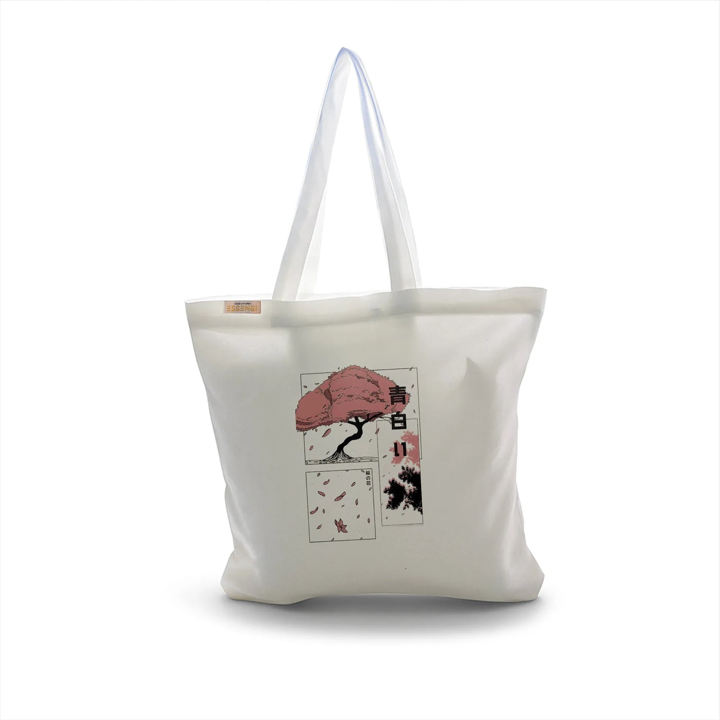 Canvas Tote Bag for Men & Women | 220 GSM Cotton, Premium Zipper, Coin Pouch (Pink Blossom)
