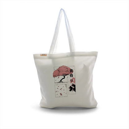 Canvas Tote Bag for Men & Women | 220 GSM Cotton, Premium Zipper, Coin Pouch (Pink Blossom)