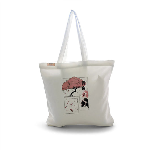 Canvas Tote Bag for Men & Women | 220 GSM Cotton, Premium Zipper, Coin Pouch (Pink Blossom)
