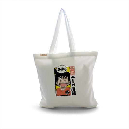 Canvas Tote Bag for Men & Women | 220 GSM Cotton, Premium Zipper, Coin Pouch (Goku)