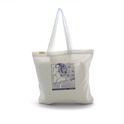 Canvas Tote Bag for Men & Women | 220 GSM Cotton, Premium Zipper, Coin Pouch (Geisha)