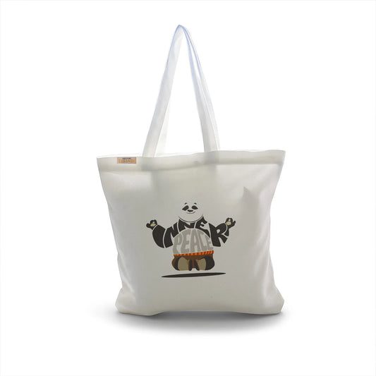 Canvas Tote Bag for Men & Women | 220 GSM Cotton, Premium Zipper, Coin Pouch (Peace)