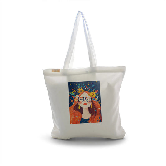 Canvas Tote Bag for Men & Women | 220 GSM Cotton, Premium Zipper, Coin Pouch (Girl)