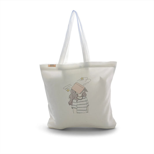 Canvas Tote Bag for Men & Women | 220 GSM Cotton, Premium Zipper, Coin Pouch (Book)